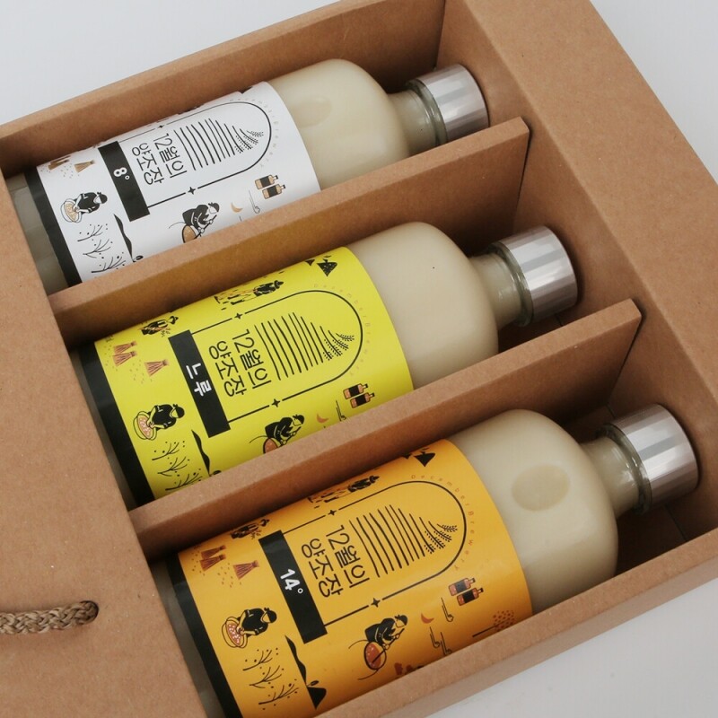 강원더몰,12월의양조장 선물세트 탁주1호(8/12/14도 탁주 3병 각375ml유리병)