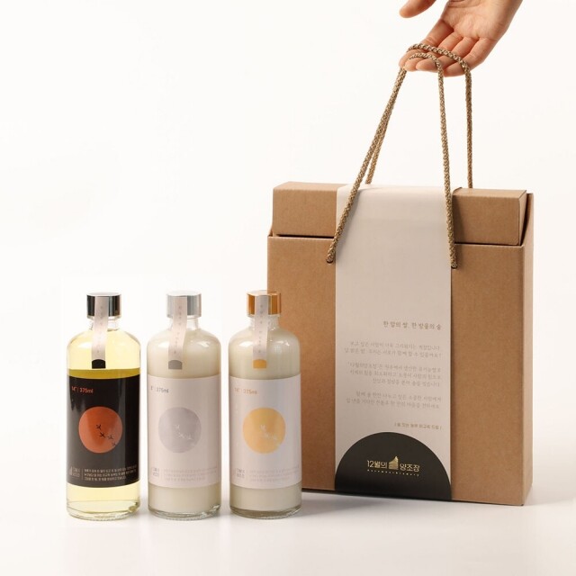 강원더몰,12월의양조장 도란도란 선물세트(8도 14도 탁주 약주 3병 375ml)