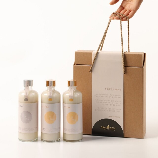 강원더몰,12월의양조장 탁주세트2호 선물세트 8도 1, 14도 탁주 2병 375ml